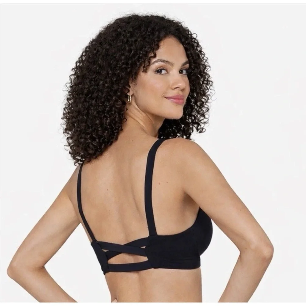L Space Revolve Vera Bikini Top Black Women's Size Small Ribbed Texture